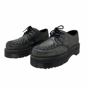 Dr. Martens Ashley Suede Silver Black Metallic Creepers Platform Womens 8